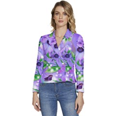 Purple Flower Nature Women s Long Sleeve Revers Collar Cropped Jacket by Posterlux