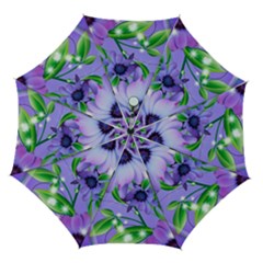 Purple Flower Nature Automatic Folding Umbrella With Case (medium) by Posterlux