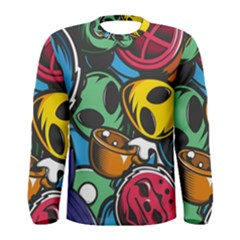 Funky Alien Pattern Abstract Colourful Drawing Men s Long Sleeve T-shirt