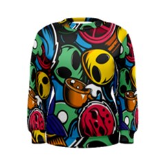 Funky Alien Pattern Abstract Colourful Drawing Women s Sweatshirt