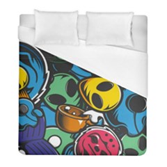 Funky Alien Pattern Abstract Colourful Drawing Duvet Cover (full/ Double Size)