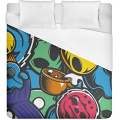 Funky Alien Pattern Abstract Colourful Drawing Duvet Cover (king Size)