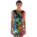 Funky Alien Pattern Abstract Colourful Drawing Wrap Front Bodycon Dress View1