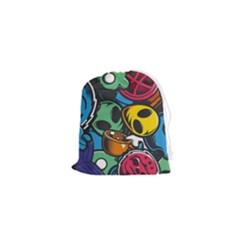 Funky Alien Pattern Abstract Colourful Drawing Drawstring Pouch (xs)