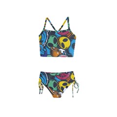 Funky Alien Pattern Abstract Colourful Drawing Girls  Tankini Swimsuit by Posterlux