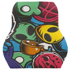 Funky Alien Pattern Abstract Colourful Drawing Car Seat Back Cushion 