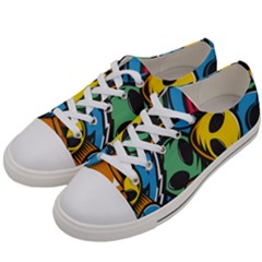 Funky Alien Pattern Abstract Colourful Drawing Women s Low Top Canvas Sneakers