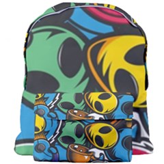 Funky Alien Pattern Abstract Colourful Drawing Giant Full Print Backpack