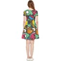 Funky Alien Pattern Abstract Colourful Drawing Inside Out Cap Sleeve Dress View2