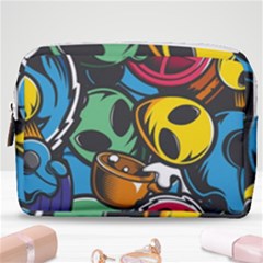 Funky Alien Pattern Abstract Colourful Drawing Make Up Pouch (medium)