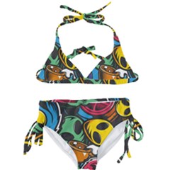 Funky Alien Pattern Abstract Colourful Drawing Kids  Classic Bikini Set