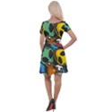 Funky Alien Pattern Abstract Colourful Drawing Cap Sleeve Velour Dress  View2