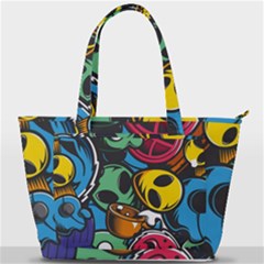 Funky Alien Pattern Abstract Colourful Drawing Back Pocket Shoulder Bag  by Posterlux