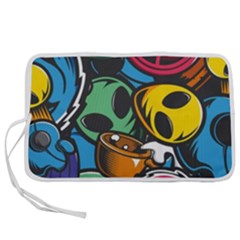 Funky Alien Pattern Abstract Colourful Drawing Pen Storage Case (l)