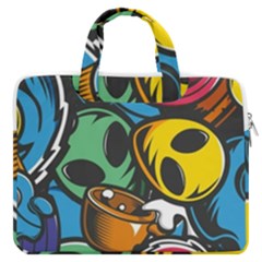 Funky Alien Pattern Abstract Colourful Drawing Macbook Pro 13  Double Pocket Laptop Bag