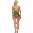 Funky Alien Pattern Abstract Colourful Drawing Knot Front One-Piece Swimsuit View4