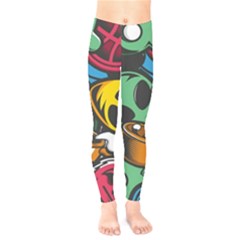 Funky Alien Pattern Abstract Colourful Drawing Kids  Classic Winter Leggings