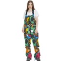 Funky Alien Pattern Abstract Colourful Drawing Women s Front Zip Ski And Snowboard Bib Pants View1