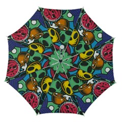 Funky Alien Pattern Abstract Colourful Drawing Automatic Folding Umbrella With Case (medium) by Posterlux