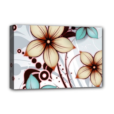 Flowers Flowers Pattern Deluxe Canvas 18  X 12  (stretched)