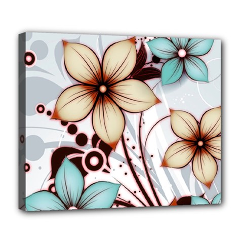 Flowers Flowers Pattern Deluxe Canvas 24  X 20  (stretched)