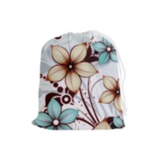 Flowers Flowers Pattern Drawstring Pouch (large)