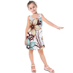 Flowers Flowers Pattern Kids  Sleeveless Dress