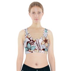 Flowers Flowers Pattern Sports Bra With Pocket