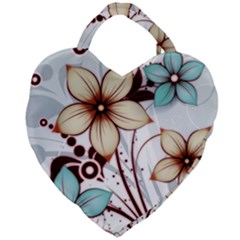 Flowers Flowers Pattern Giant Heart Shaped Tote