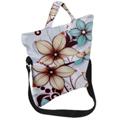 Flowers Flowers Pattern Fold Over Handle Tote Bag