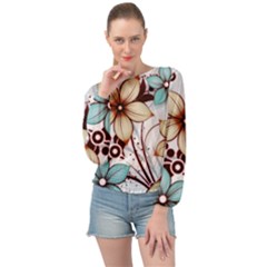 Flowers Flowers Pattern Banded Bottom Chiffon Top