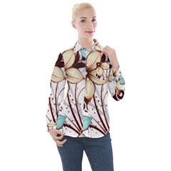 Flowers Flowers Pattern Women s Long Sleeve Pocket Shirt