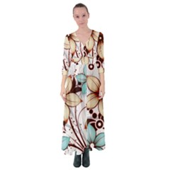 Flowers Flowers Pattern Button Up Maxi Dress