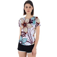 Flowers Flowers Pattern Back Cut Out Sport T-shirt by Posterlux