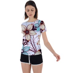 Flowers Flowers Pattern Back Circle Cutout Sports T-shirt by Posterlux