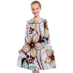 Flowers Flowers Pattern Kids  Midi Sailor Dress