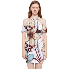 Flowers Flowers Pattern Shoulder Frill Bodycon Summer Dress by Posterlux