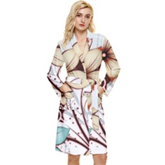 Flowers Flowers Pattern Long Sleeve Velvet Robe