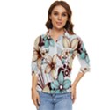 Flowers Flowers Pattern Women s Quarter Sleeve Pocket Shirt View1