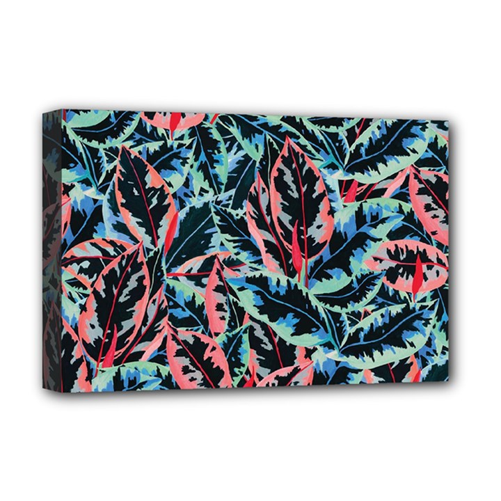 Leaves Pattern Patterns Colorful Deluxe Canvas 18  x 12  (Stretched)