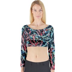 Leaves Pattern Patterns Colorful Long Sleeve Crop Top