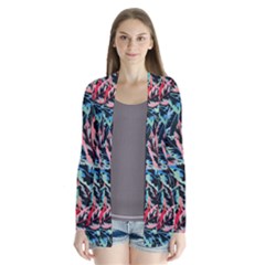 Leaves Pattern Patterns Colorful Drape Collar Cardigan