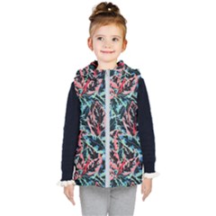 Leaves Pattern Patterns Colorful Kids  Hooded Puffer Vest