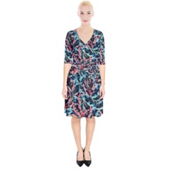 Leaves Pattern Patterns Colorful Wrap Up Cocktail Dress