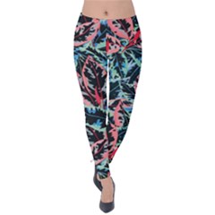 Leaves Pattern Patterns Colorful Velvet Leggings