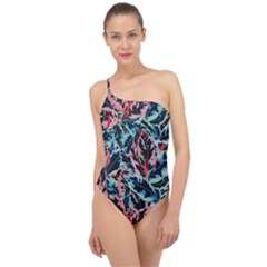 Leaves Pattern Patterns Colorful Classic One Shoulder Swimsuit