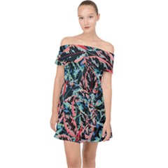 Leaves Pattern Patterns Colorful Off Shoulder Chiffon Dress by Posterlux