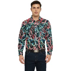 Leaves Pattern Patterns Colorful Men s Long Sleeve Pocket Shirt 