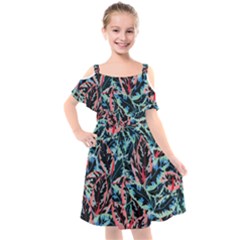 Leaves Pattern Patterns Colorful Kids  Cut Out Shoulders Chiffon Dress