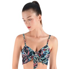 Leaves Pattern Patterns Colorful Woven Tie Front Bralet